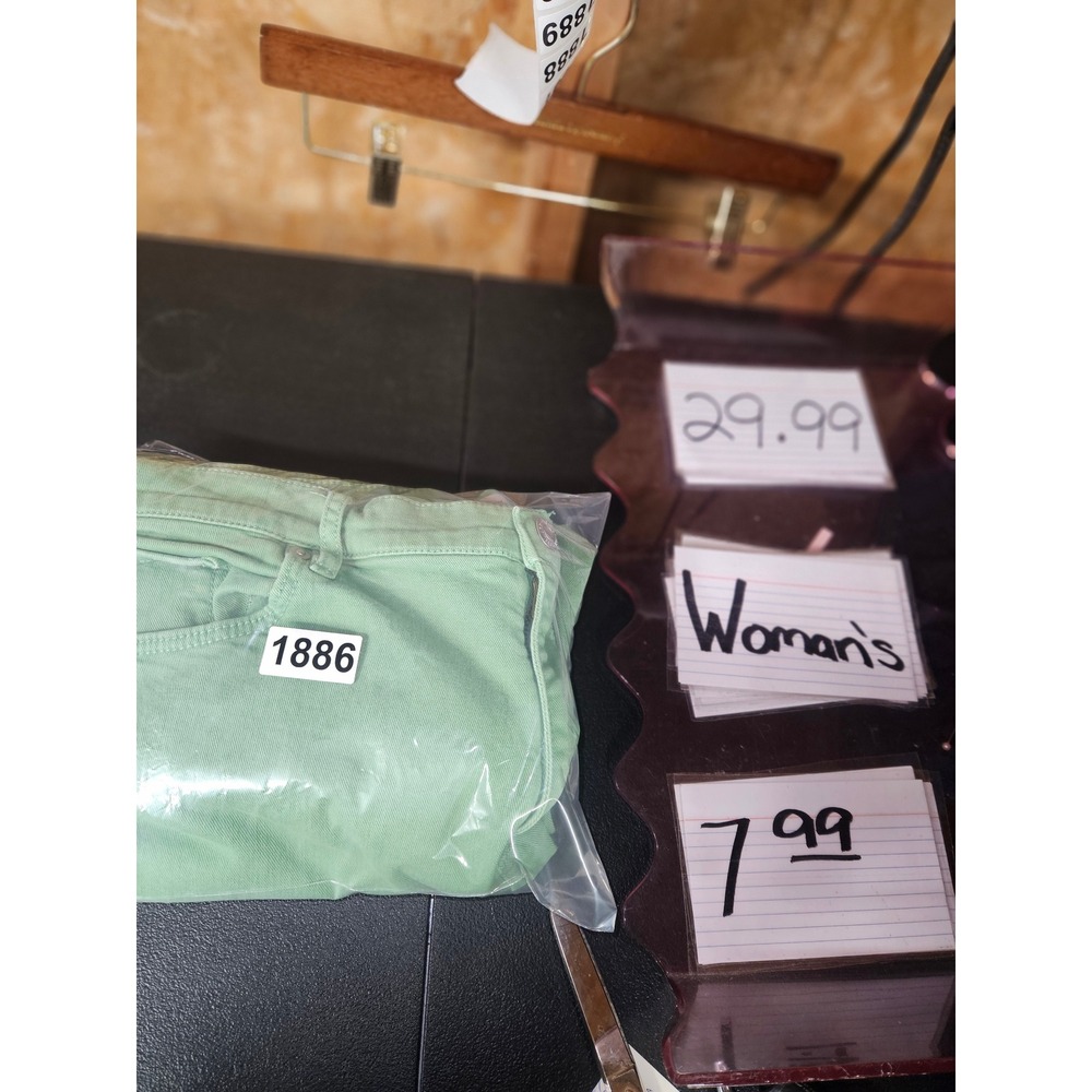 Loft The Kick Crop Green High Rise Flared Jeans Size 31 12 Made and Loved - Picture 12 of 12